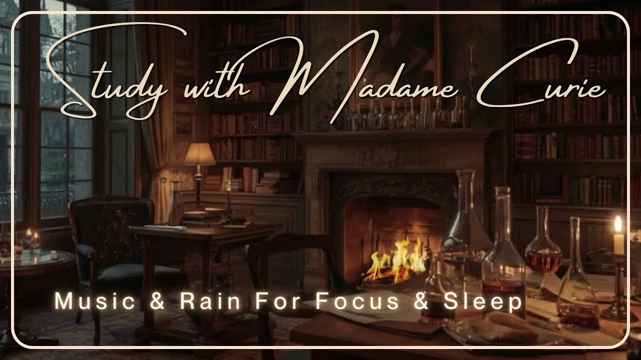 Rainy Night in Marie Curie's Office | Relaxing Piano for Concentrating | Dark Academia