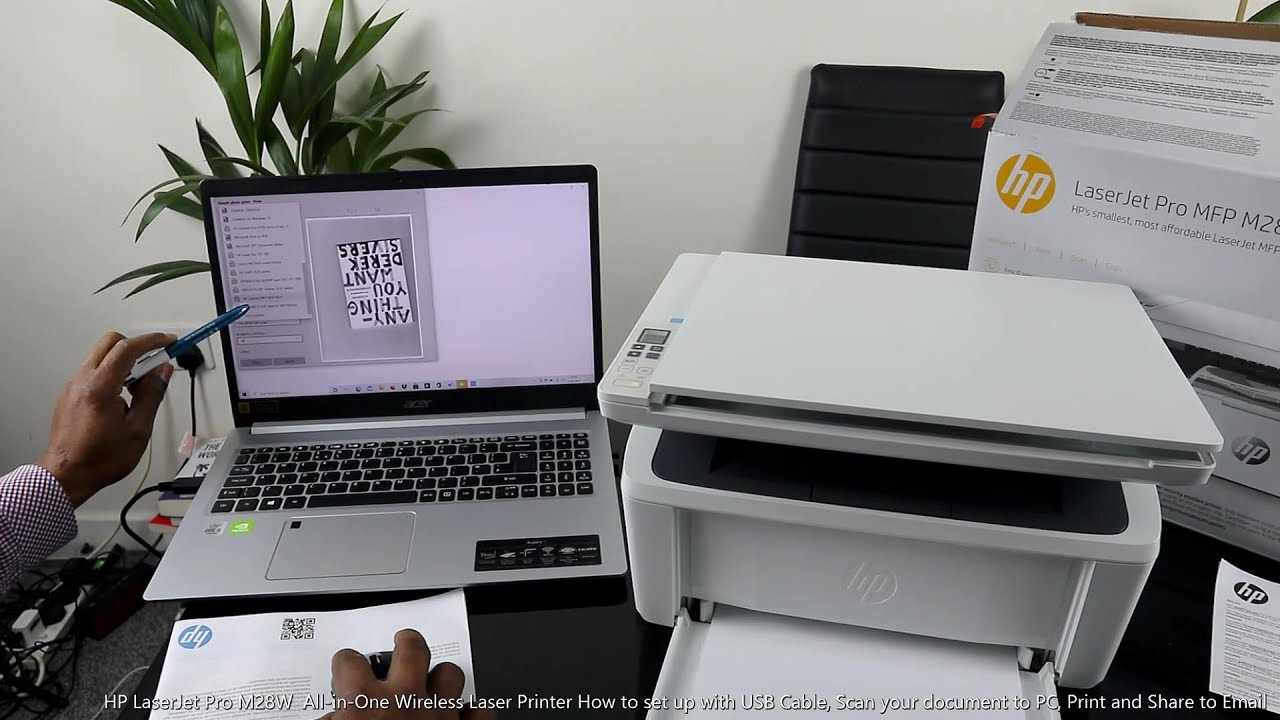 МФУ HP LaserJet Pro M28W: как настроить с помощью USB-кабеля, отсканировать документ на ПК