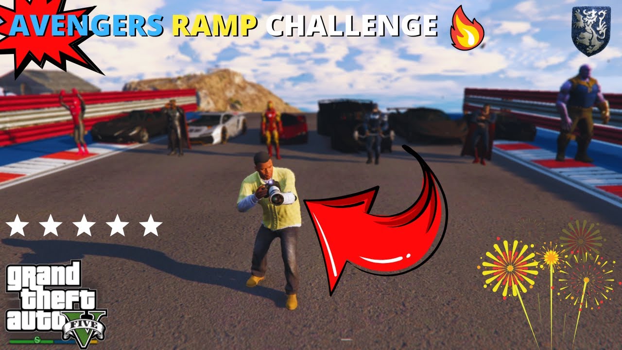 GTA 5 : AVENGERS CARS VS MOUNTAIN MEGA RAMP CHALLENGE | RAMP RACE PART 1