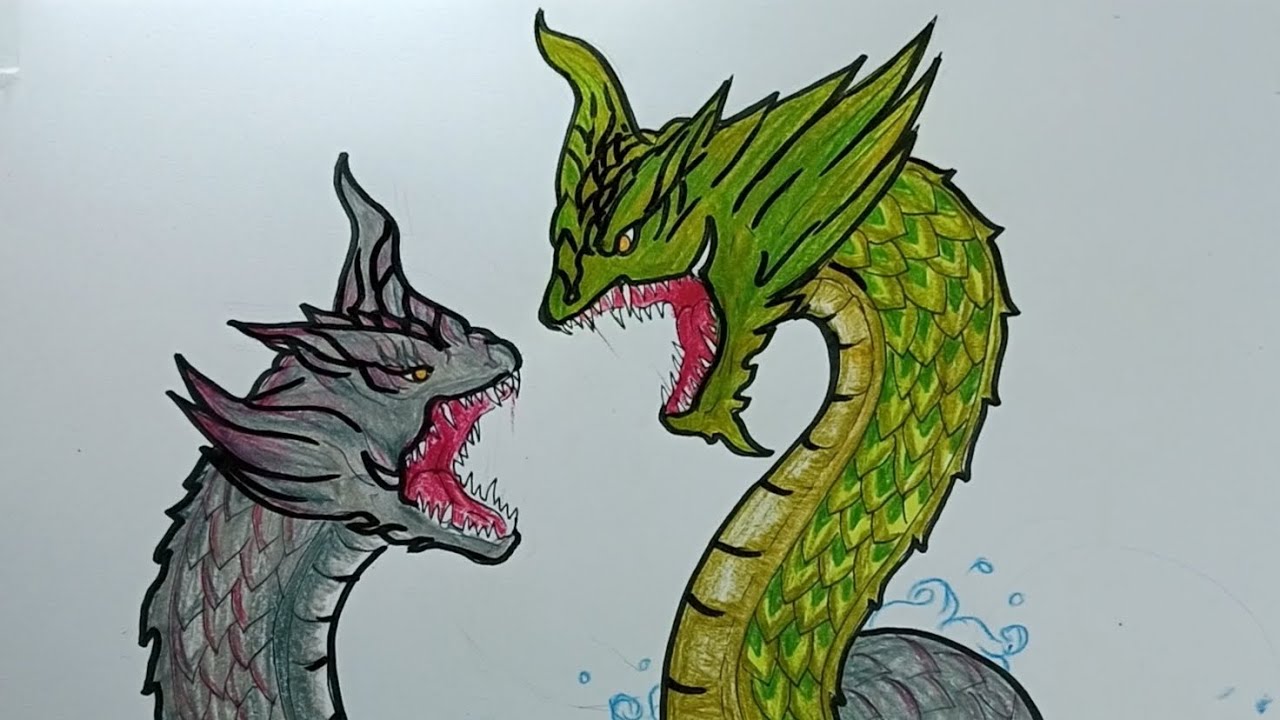 วาดรูปพังคีปะทะนาคินี ศรีตลาจากเรื่องผาแดงนางไอ่