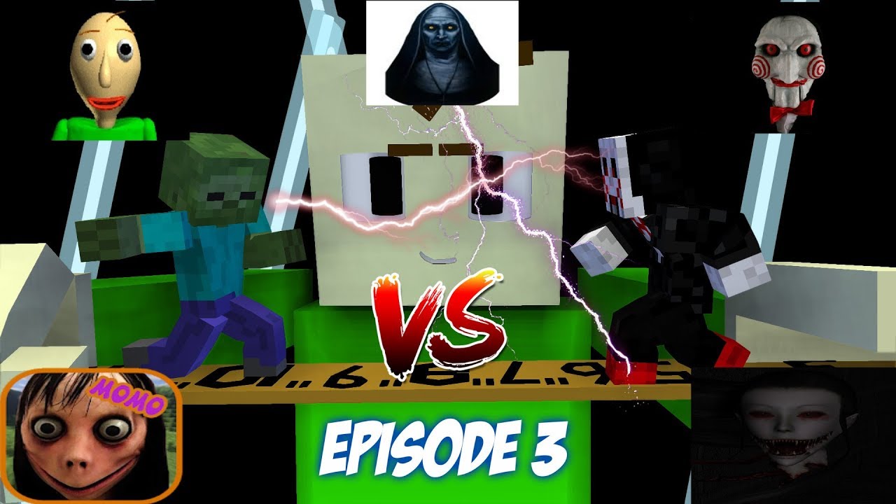 Monster School : BALDI'S JIGSAW, THE EYE, NUN, MOMO Part 3 (Battle) - Minecraft Animation
