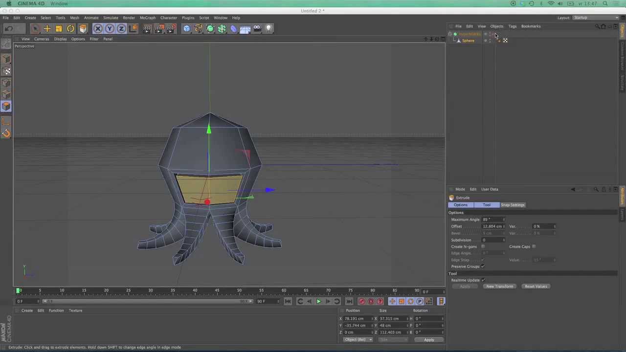 C4D LOW POLY MODELING OCTOPUS
