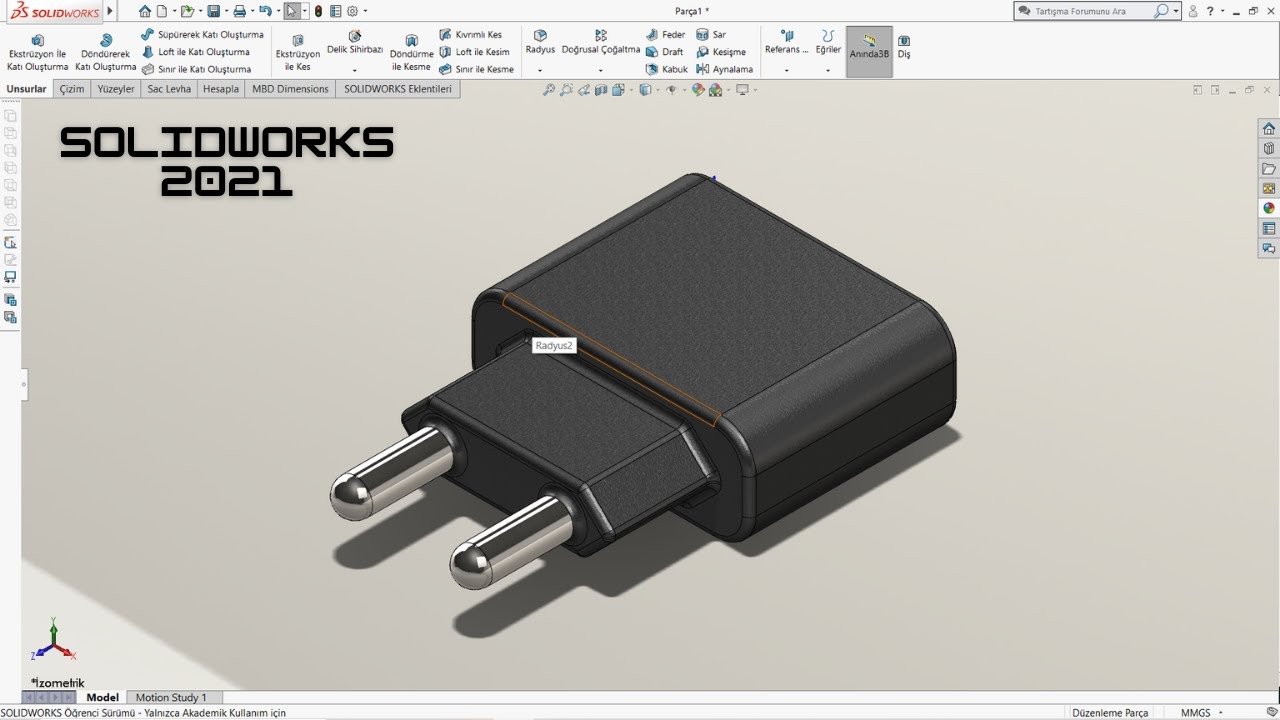 Solidworks 3D Çizim Örnekleri | Solidworks 3D Practice Drawing | 3D Ejemplos de dibujo de Solidworks