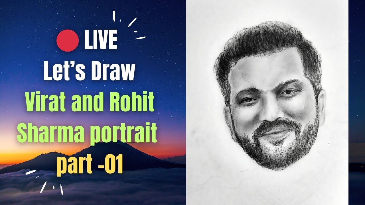 Virat Kohli & Rohit Sharma Portrait LIVE | Rohit Face Complete Shading | Pencil Art Part 1