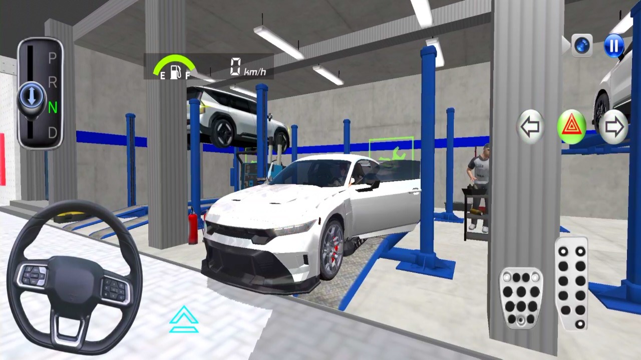 New White Ford Mustang GT Car in The Auto Repair Shop - 3D Driving Class - Android Car Gameplay