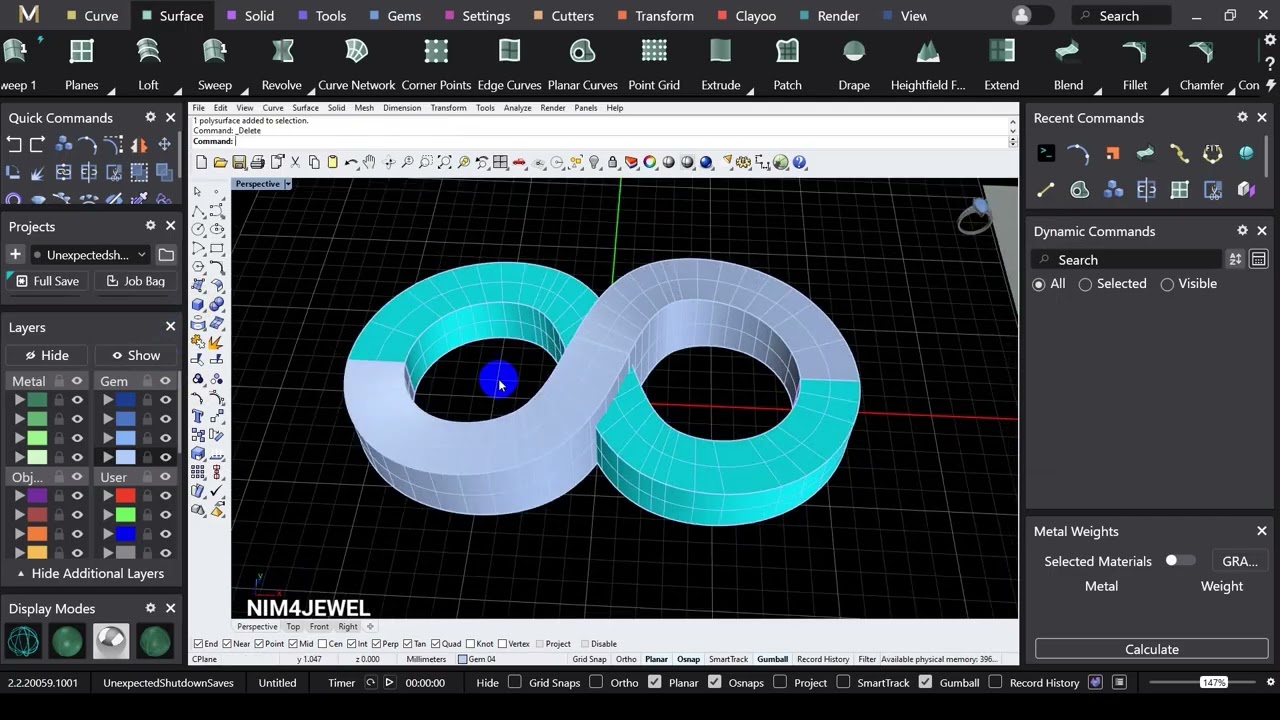 Design a  Infinity Pendant in Rhino | Easy Jewelry CAD Tutorial That Looks Complex
