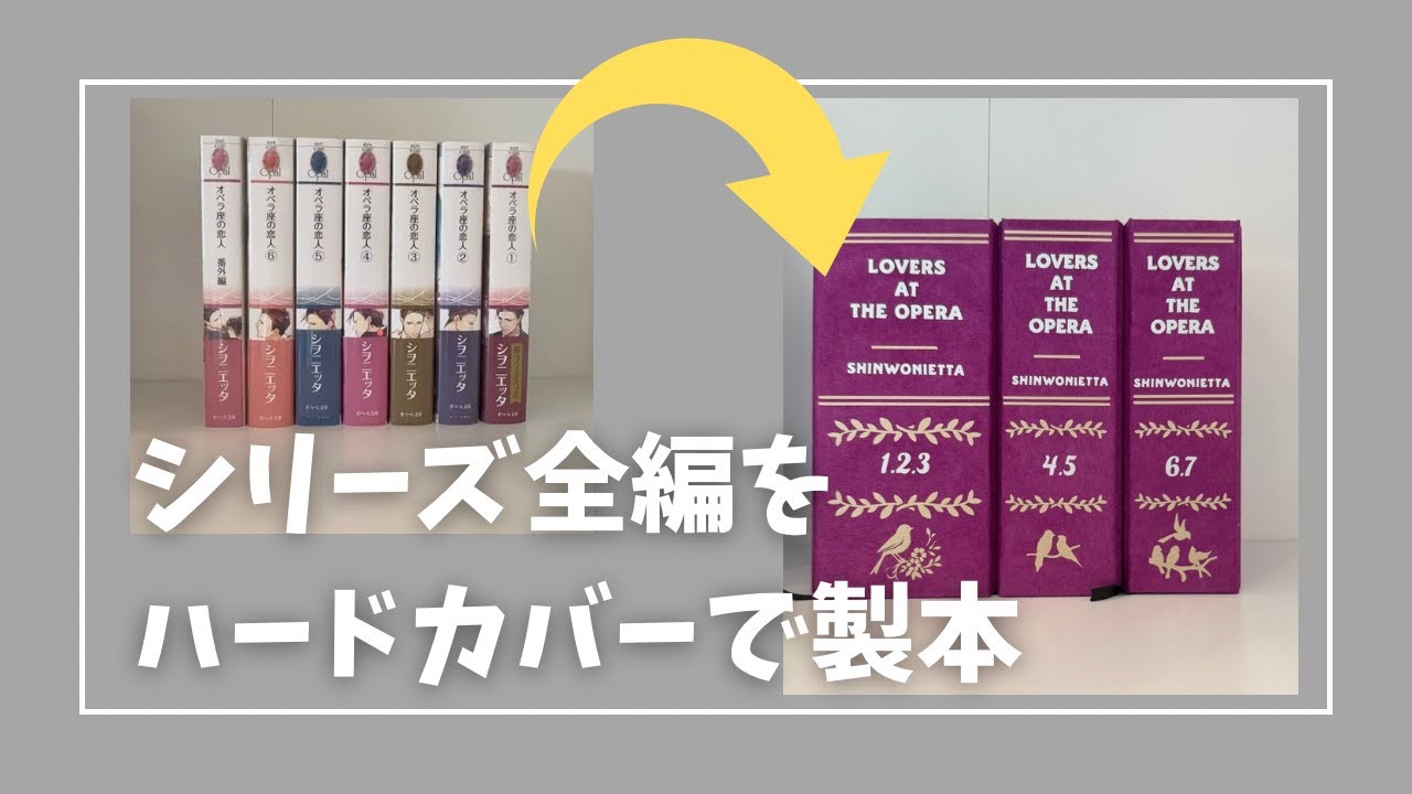 ７冊ある文庫本を３冊のハードカバーで製本しました。