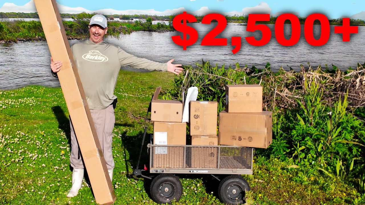 Unboxing OVER $2,500 worth of FISHING Gear and Taking it Fishing ( Catch and Cook )