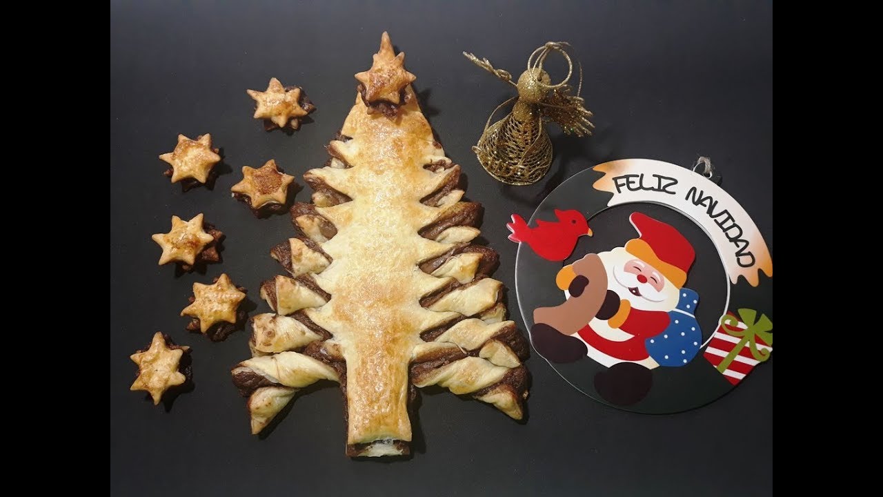 Árbol de navidad de hojaldre con nutella