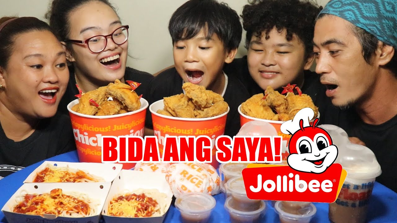 3 BUCKETS OF 6 PCS JOLLIBEE CHICKEN JOY + JOLLY SPAGHETTI + COKE FLOAT! PINOY MUKBANG WITH LAFAM!