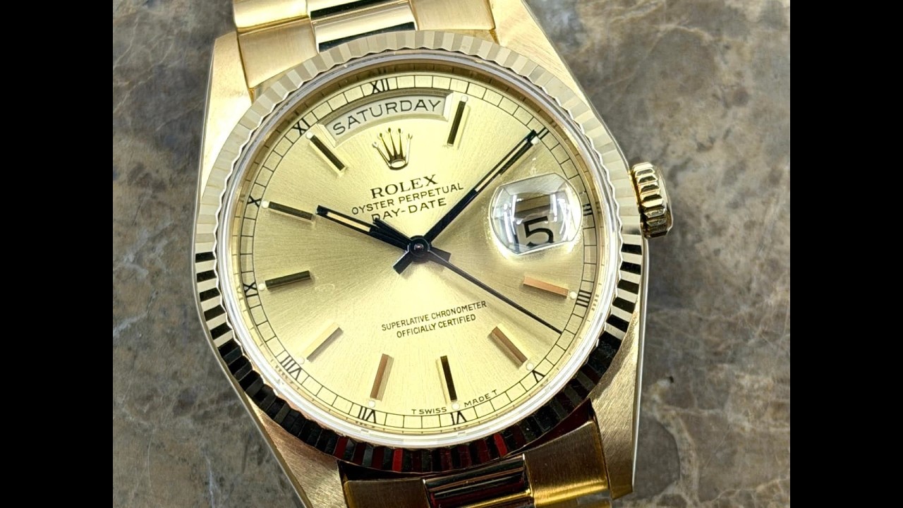 Rolex President Day Date 36mm 18k Yellow Gold 18238 DOUBLE QUICK Box Papers Triple MINT... Like new
