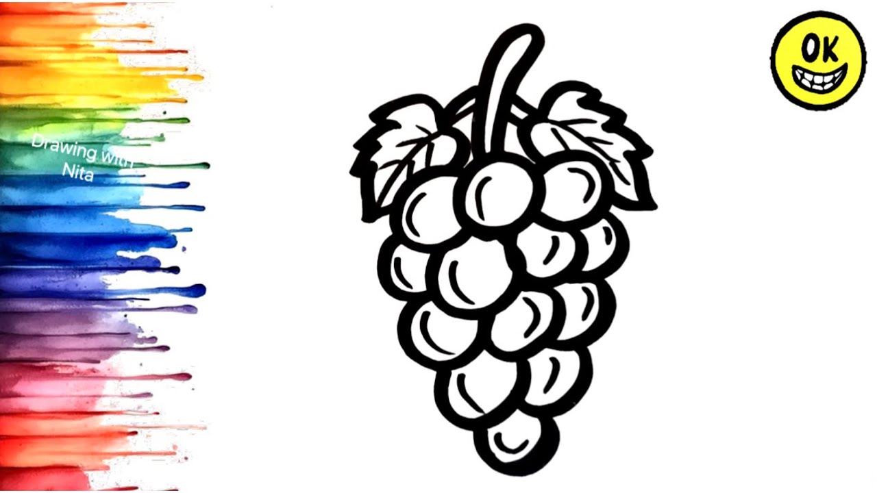 Grapes 🍇 Drawing, Colouring for kids, Drawing for kids, Easy Drawing for kids, kids Drawing
