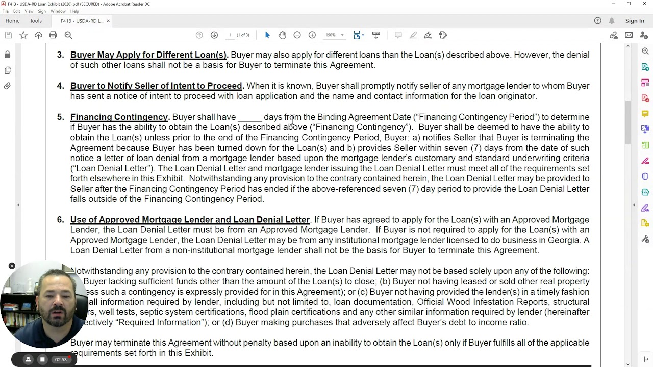 USDA Loan Contingency Exhibit
