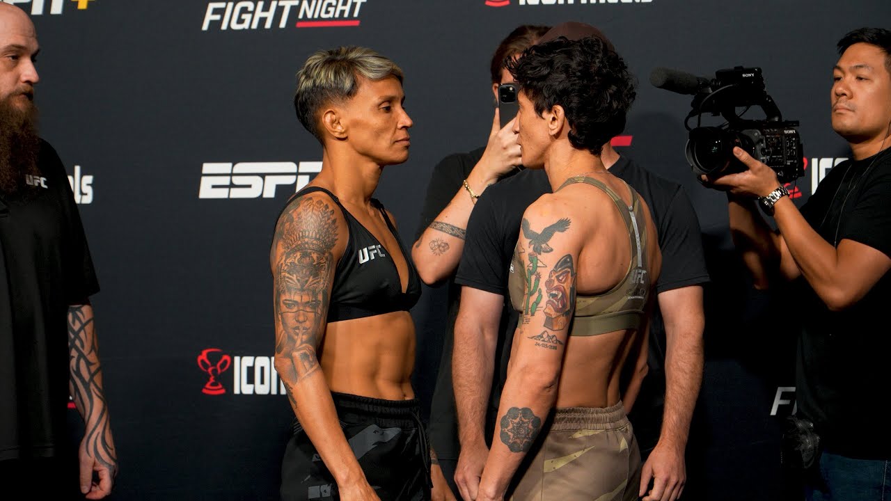 UFC FIGHT NIGHT JANDIROBA VS LEMOS OFFICIAL WEIGH INS AND FACE OFFS