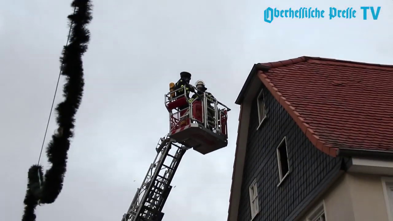 Dachstuhlbrand in der Fußgängerzone