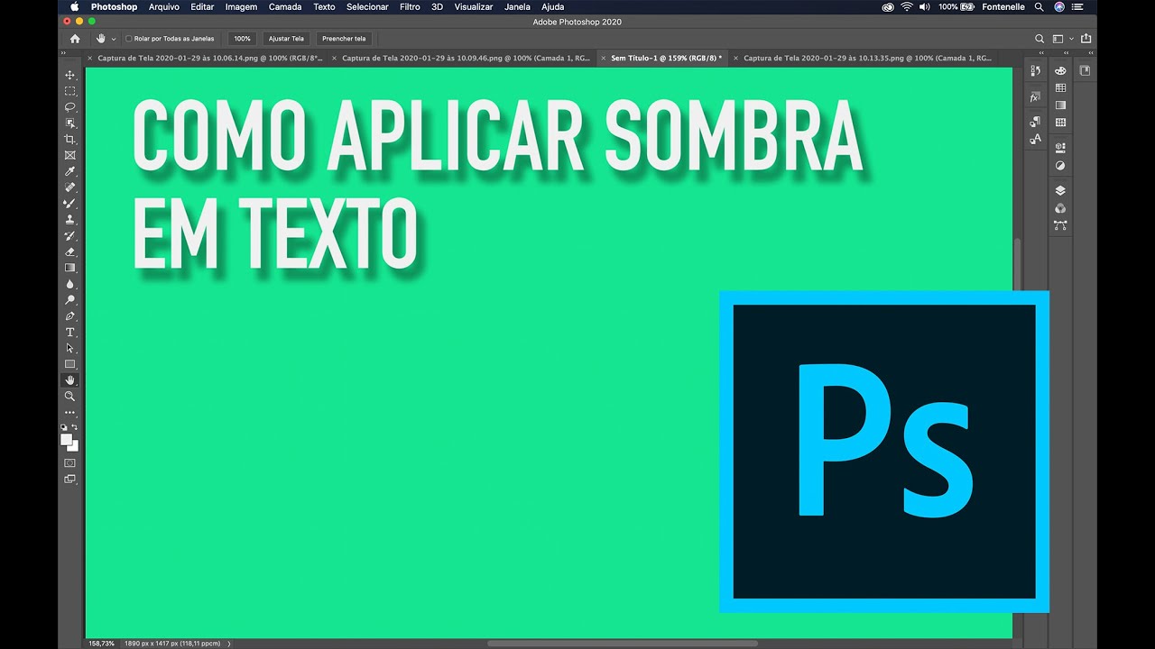 Como aplicar sombra em texto com Photoshop CC 2020