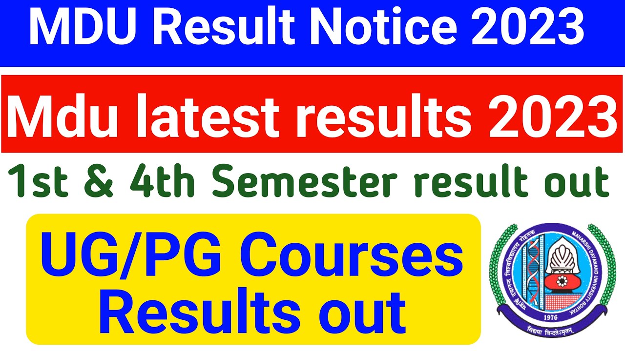 Mdu latest result Notice 2023 | mdu 4th semester result 2023 | mdu ug & pg courses result 2023
