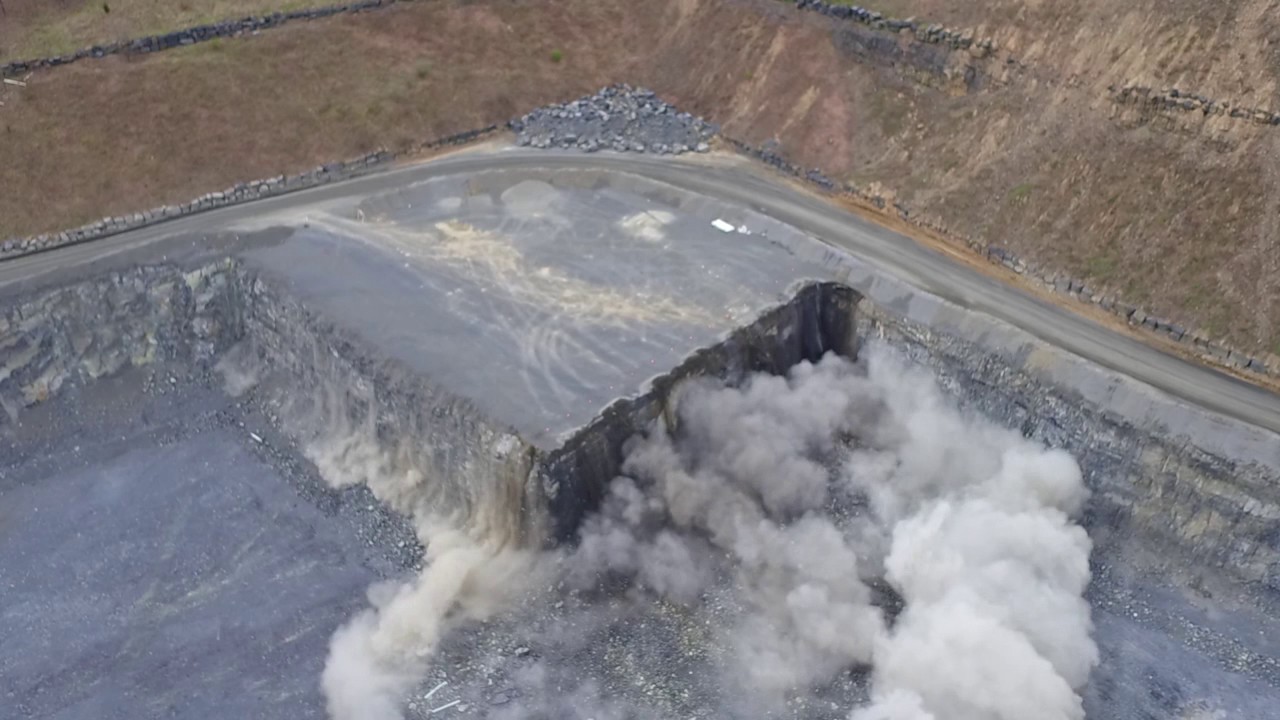 Naceville Materials Quarry Blast Drone Video