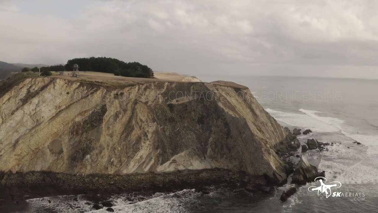 Point Arena, California cliffs and surf aerial drone video footage in 4k