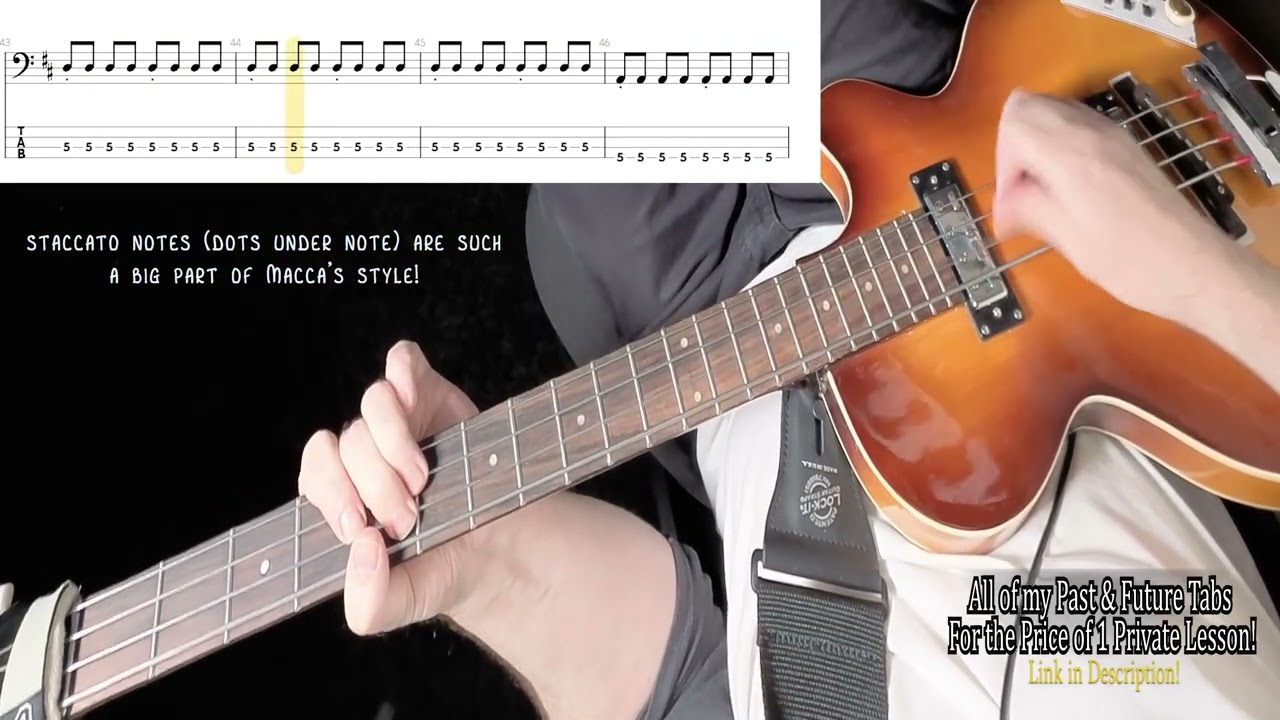 The Beatles-Come Together-Bass Cover with Animated Tabs