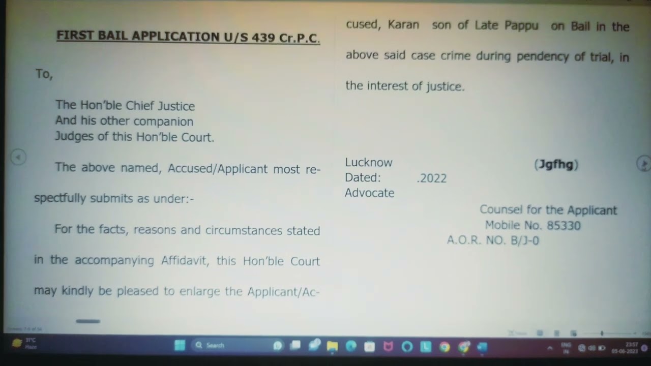 format bail application u/s 439 crpc  @AbhishekSingh_Chandel #advocate #format #bail #crpc #highcourt