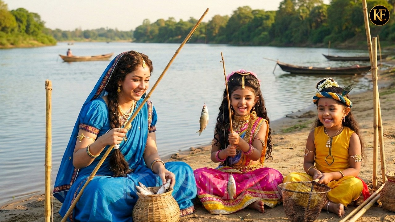 जब राधा ने मचाई जिद, कान्हा संग मैया गए मछली पकड़ने! || YMKN || Shree Krishan leela |