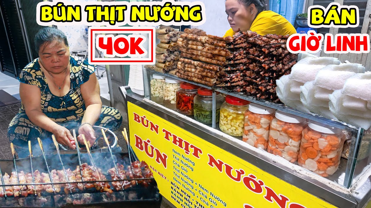 T&ocirc; B&uacute;n Thịt Nướng Kh&ocirc;ng T&ecirc;n 40K B&aacute;n Giờ Linh Kh&oacute;i Bốc Nghi Ng&uacute;t Thơm Phức Cả Con Đường Vắng