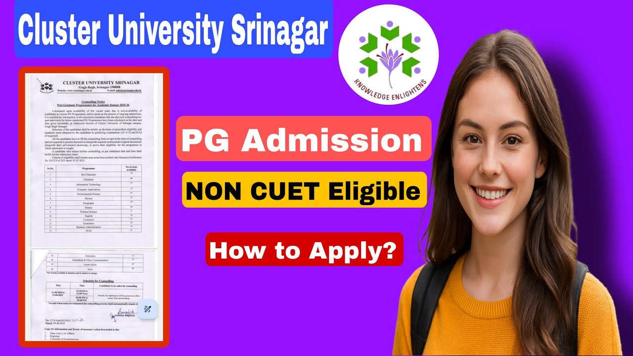 Cluster University Srinagar PG Admission for Non CUET.