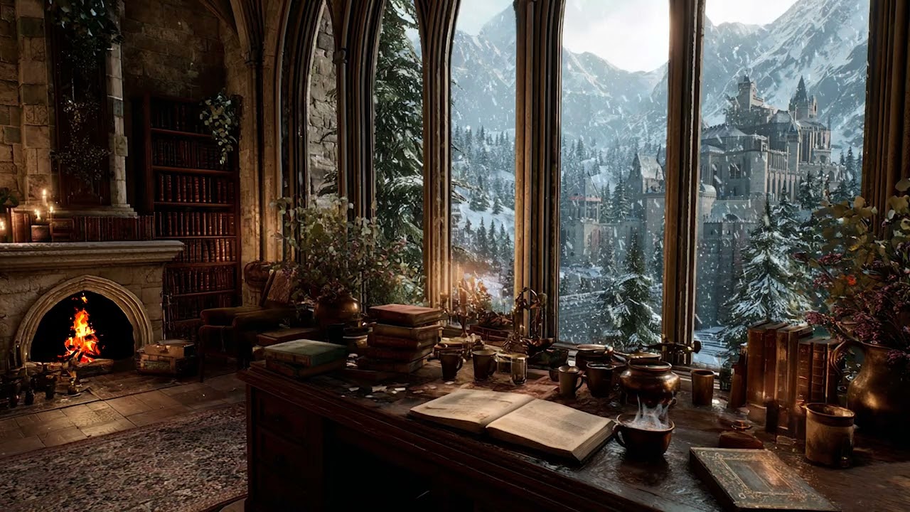 Warm Winter Night Cozy Indoor Escape from the Cold | Gentle Fireplace Ambience for Stress Relief