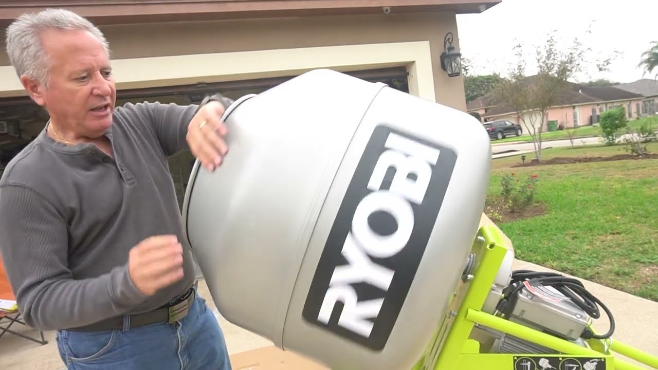 Бетоносмеситель Ryobi объемом 5 кубических футов в сборе