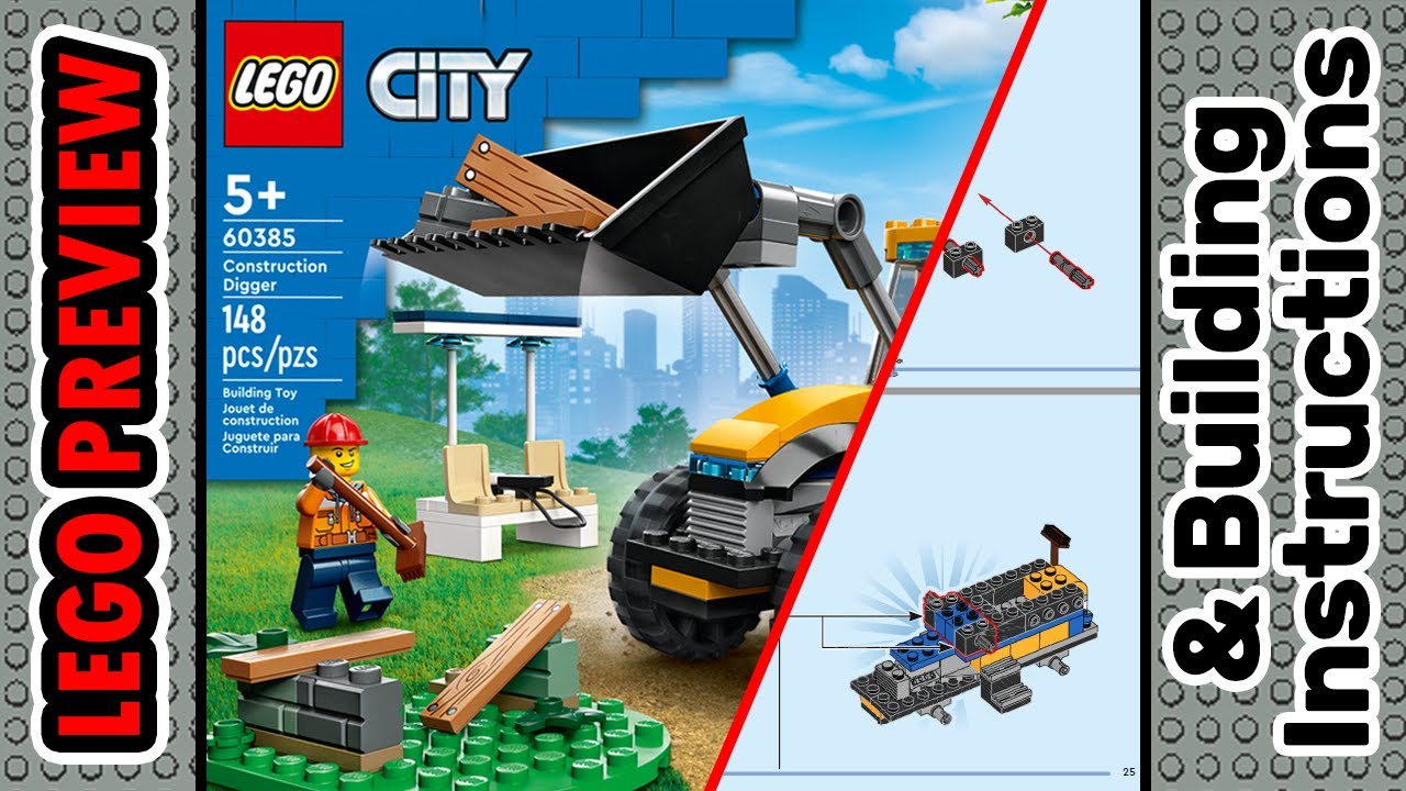 PREVIEW: 60385, LEGO CITY, Construction Digger​ & Building Instructions! LEGO 2023