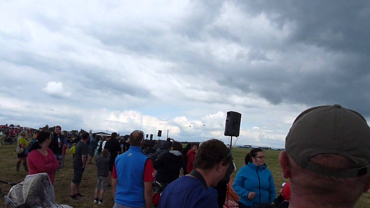 2x Jas 39 Gripen and Spitfire formation flyby - Historical Airshow 2014 Mlad&aacute; Boleslav