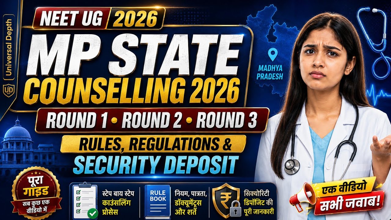 MP State Counselling 2026 Complete Guide | Round 1, Round 2, Round 3 | Rules, Security Deposit ||