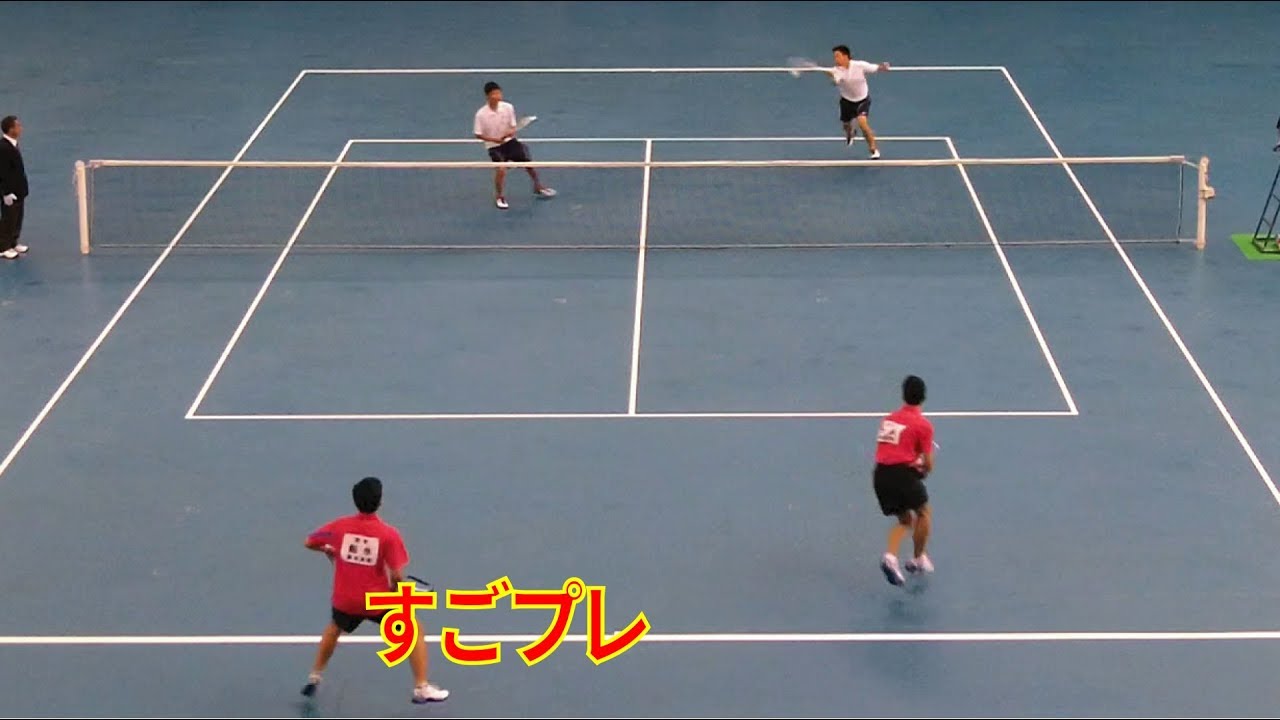 すごプレソフトテニス　全日本高校選抜2014　男子　準決勝　東北高校ー中京高校２　船水(颯)・大津ー立木・真野