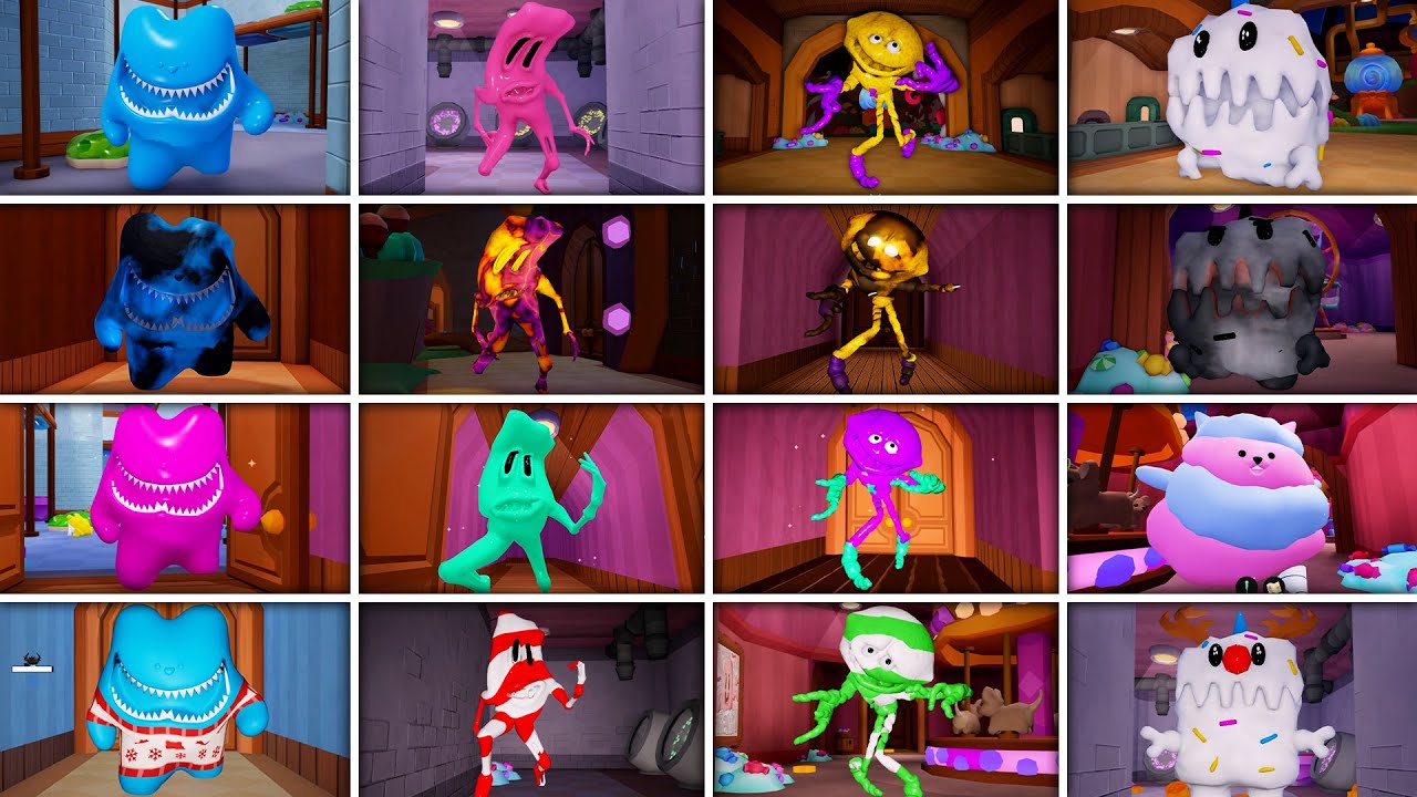 Taffy Tails - Normal vs Christmas vs Shiny vs Halloween - All Monster JumpScares Versions (Showcase)