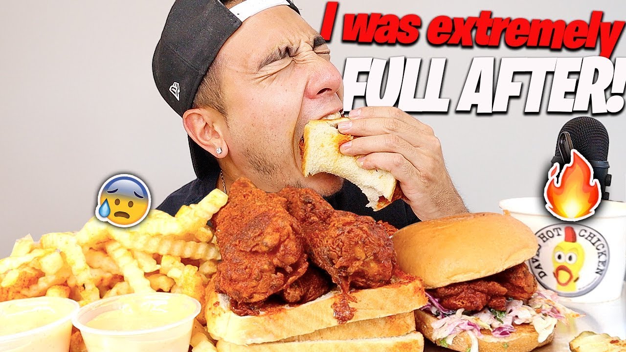 Super CRISPY And Mouthwatering TENDER Nashville Style HOT Chicken (Daves Hot Chicken LA Mukbang)