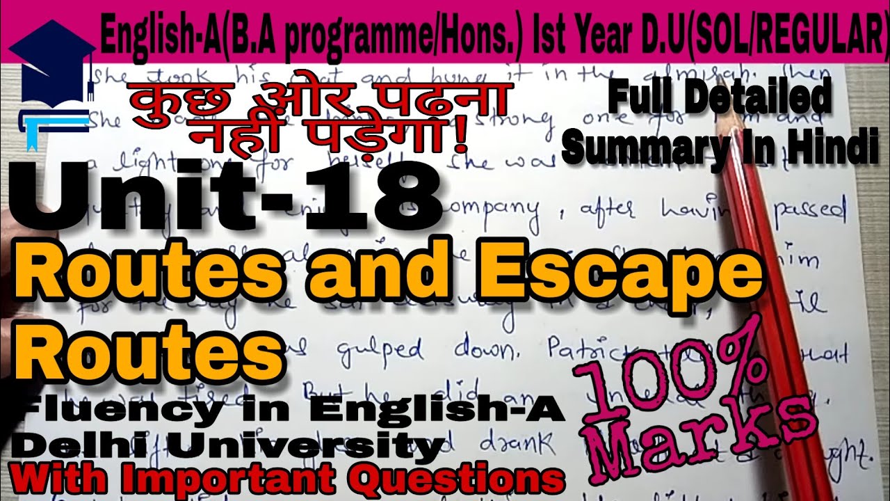 Routes And Escape Routes UNIT-18 B.A Prog./Hons D.U(SOL/REGULAR) #RoutesAndEscapeRoutes Summary #CL