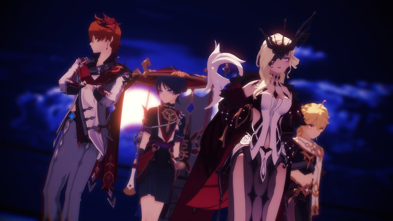 [ MMD Genshin Impact ]  LaLaL危  [ La signora , Tartaglia , Scaramouche , Aether ]