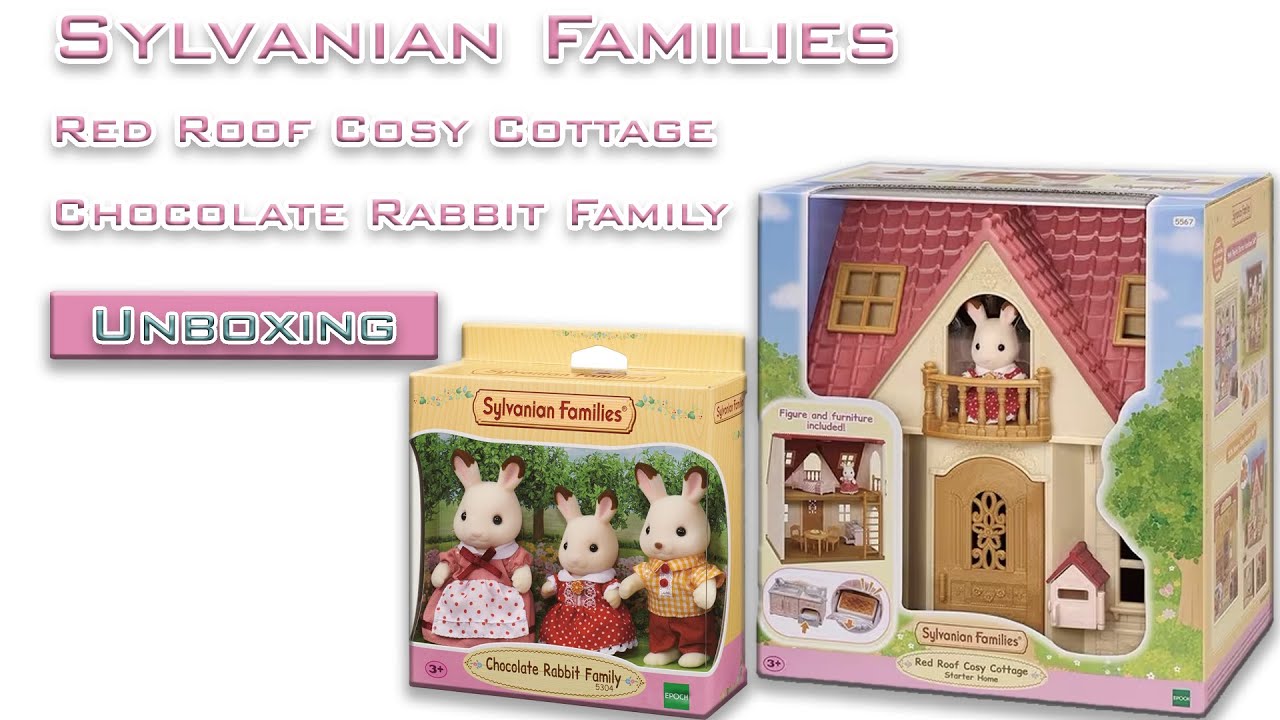 Unboxing Sylvanian Families Red Roof Cosy Cottage & Chocolate Rabbit Family | Toy Play & Review