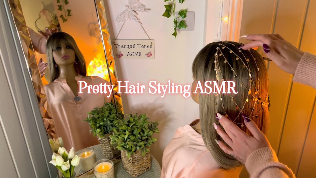ASMR Relaxing Hair Styling With Head Bands | Hair Play, Combing, Decorating & Gentle Hand Movements