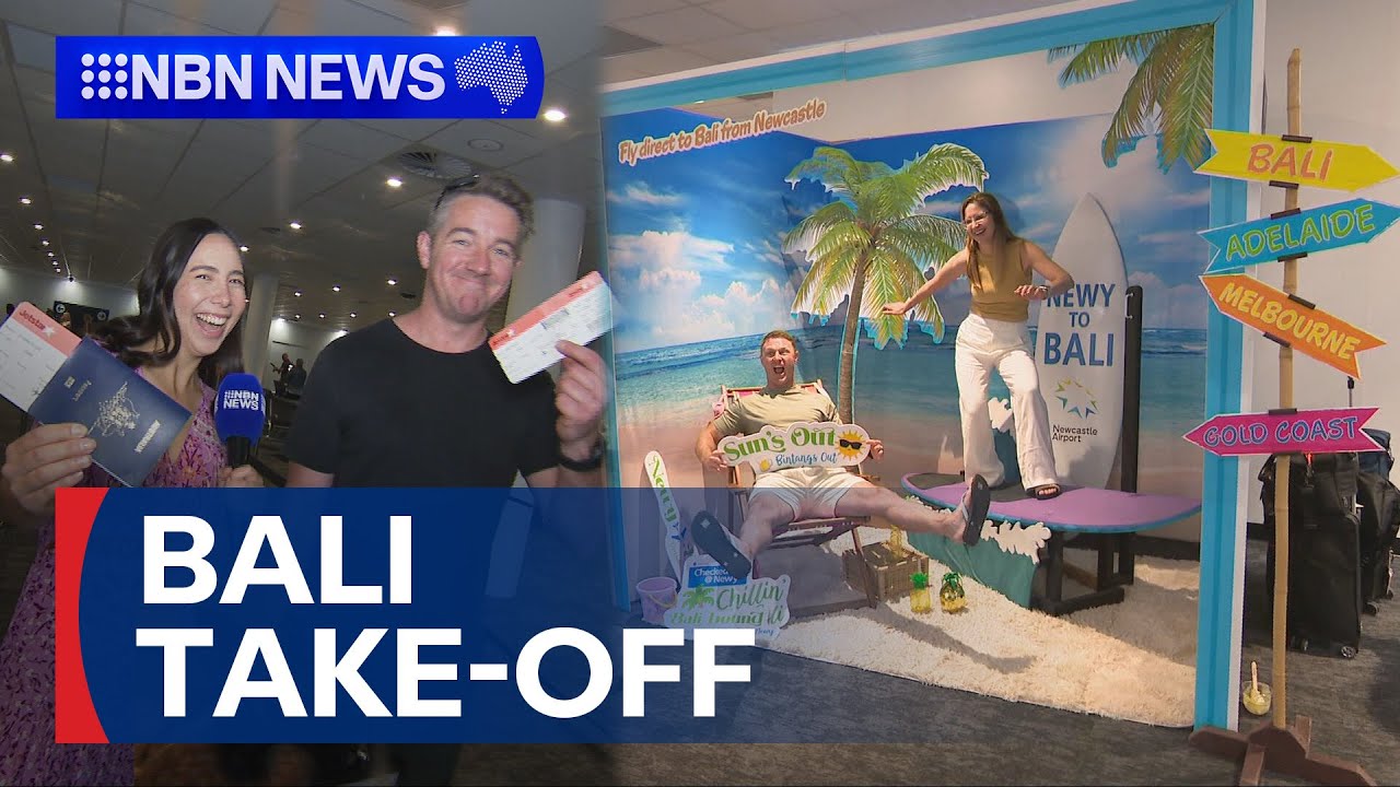 First Newcastle flight arrives in Bali | 9 News Australia