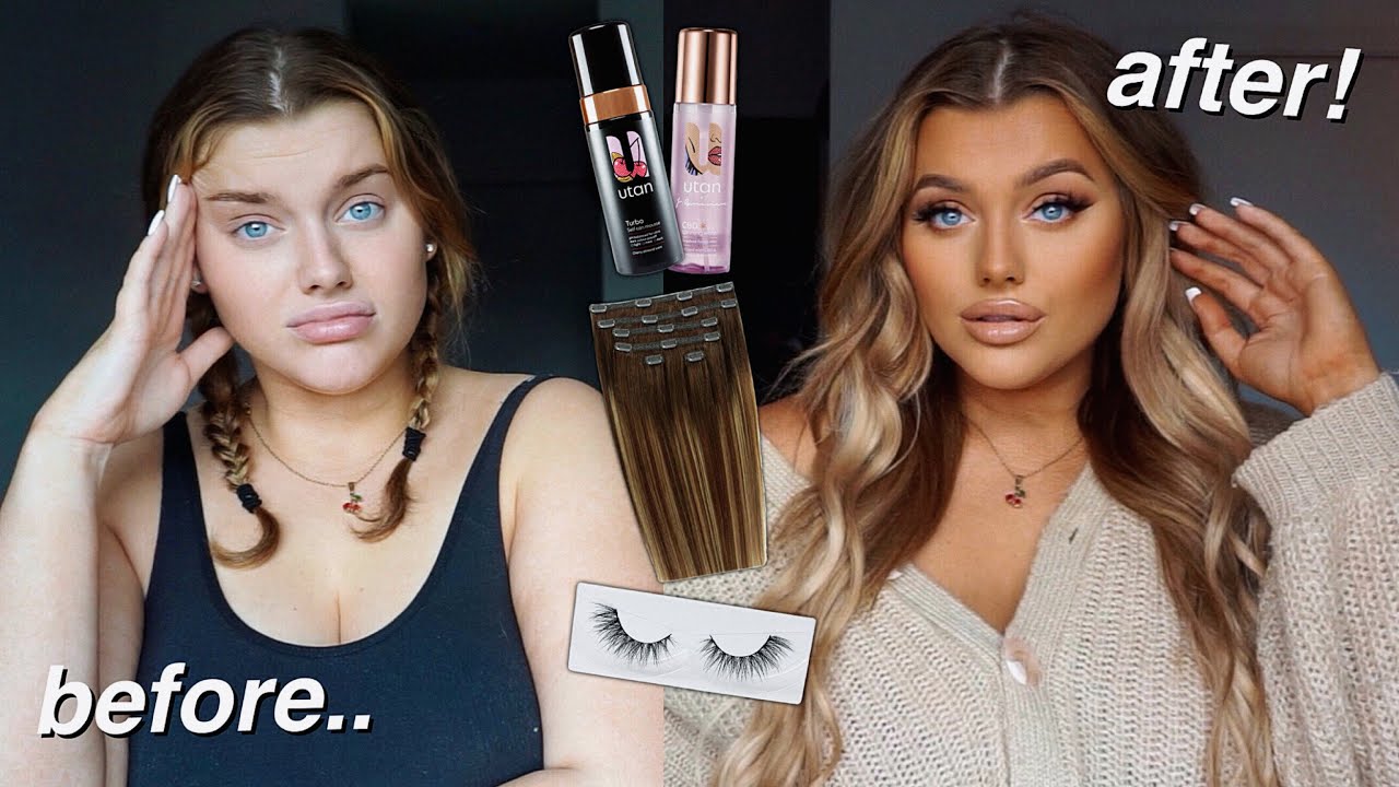ULTIMATE QUARANTINE GLOW UP! *tan, hair, fav glam make up look!* | Rachel Leary