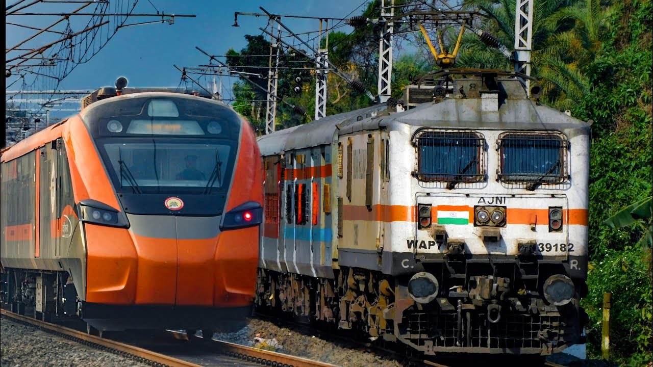 [Wap-7 vs Vande Bharat Sleeper Express]⚡🔥135 kmph Premium Trains On Chennai Line |Train video #train