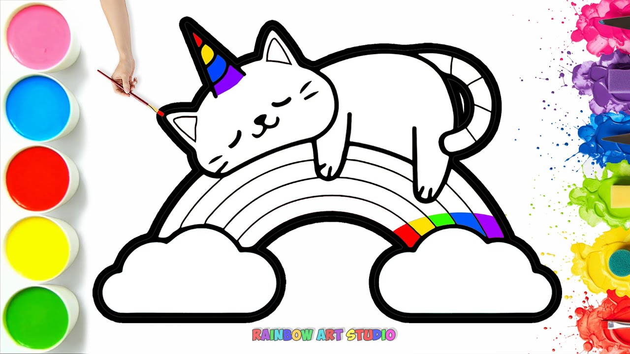 🐱🌈✨ How To Draw Cute Cat & Rainbow | Easy Step By Step Tutorial #38