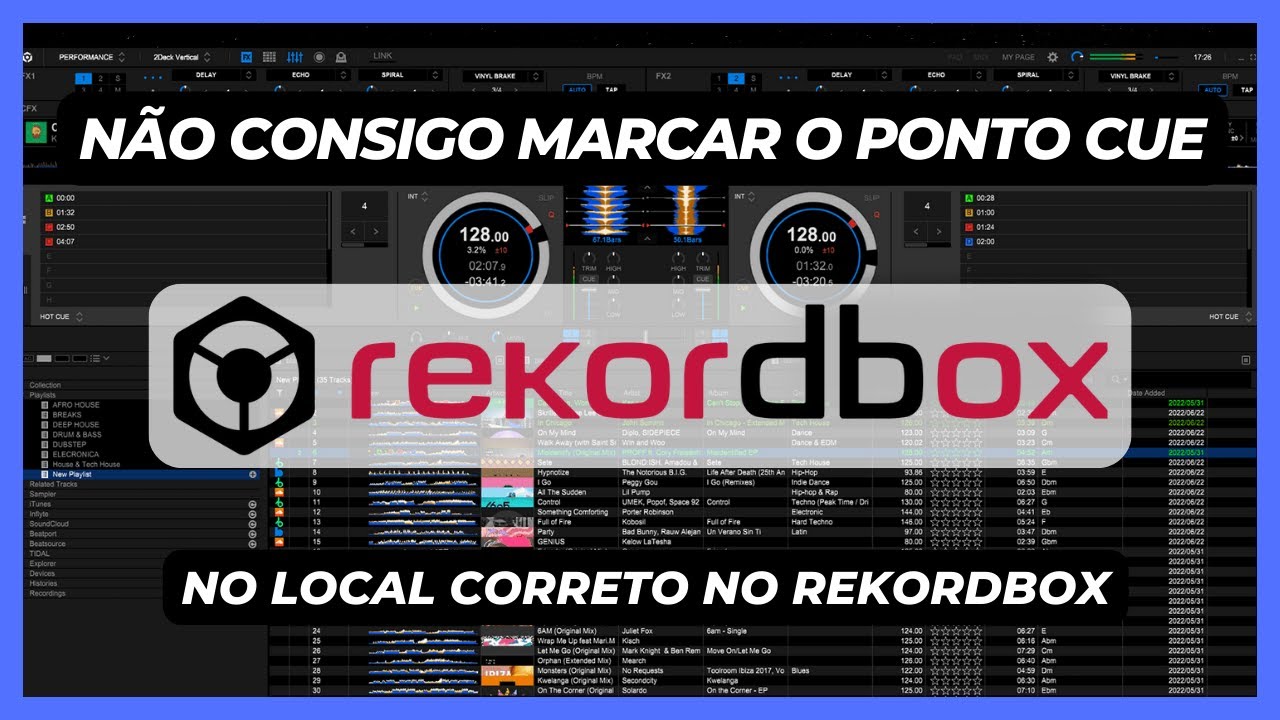Não consigo marcar o ponto CUE no local correto no Rekordbox