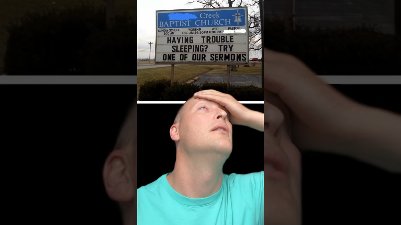 Church sign COMPLICATIONS! 😳😳 #jesus #church #funny #shorts