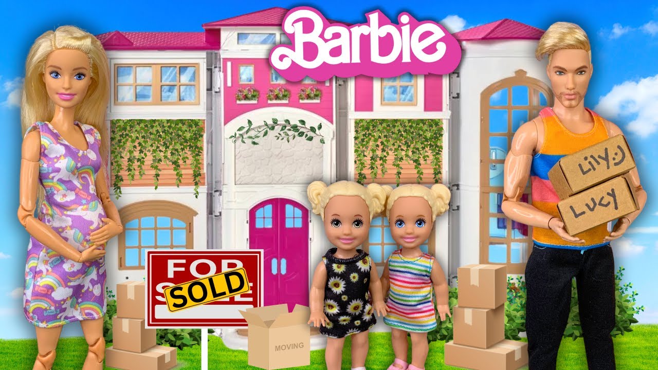 Barbie & Ken Doll Family New Dollhouse Moving Day Story