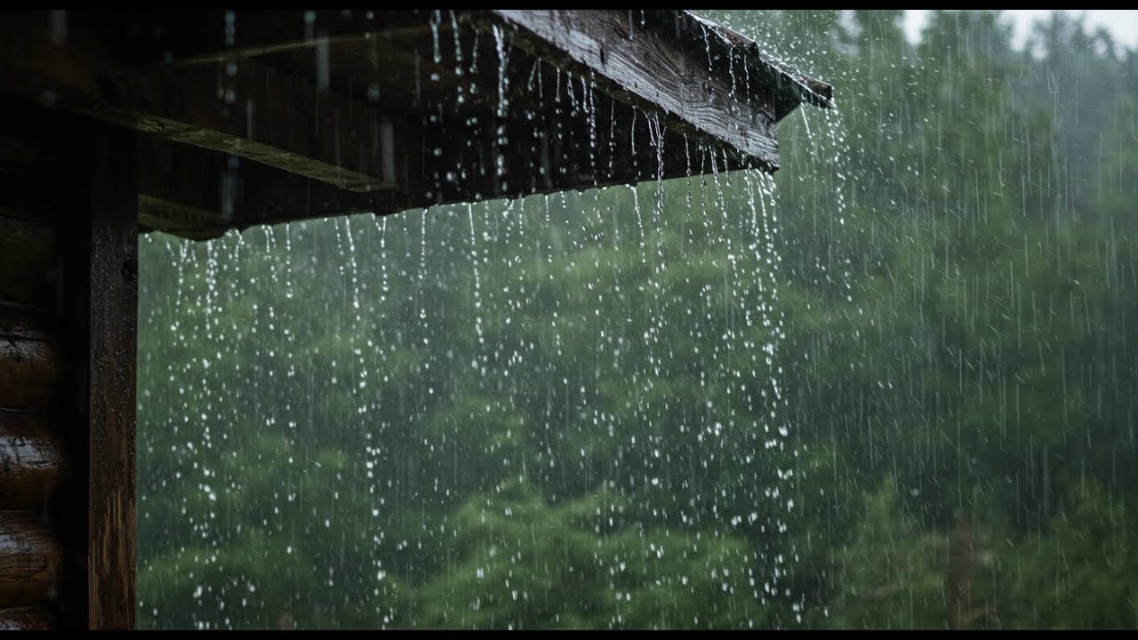 Soft Forest Rain Under a Wooden Cabin Roof | Relaxing Nature Ambience for Sleep