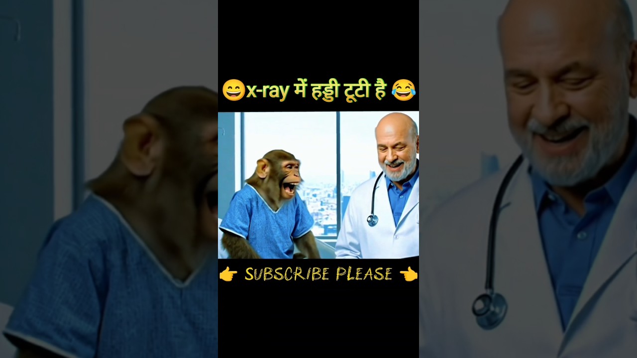 X-ray में हड्डी टूटी है😂😄#funny #doctor #monkey