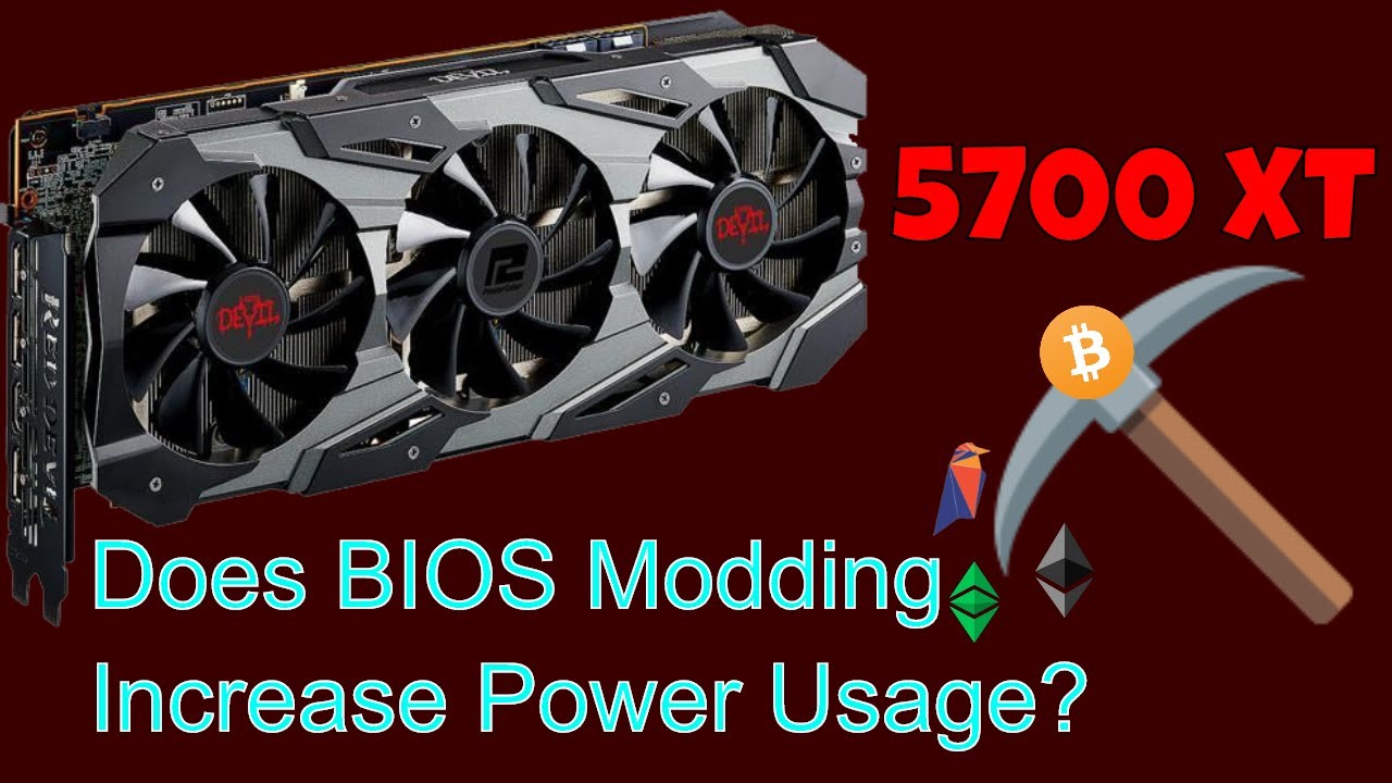 Does BIOS modding the Radeon 5700XT increase power usage when Ethereum mining